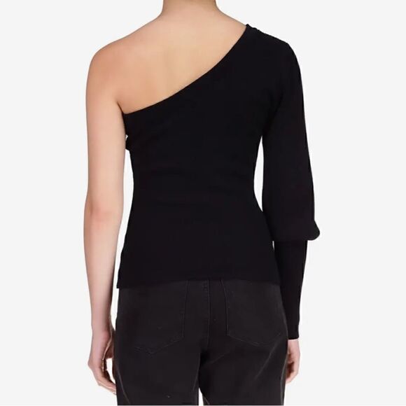 Sanctuary Ribbed Mock Neck Cut Out Shoulder Sweater pullover  Black XS - Picture 4 of 10